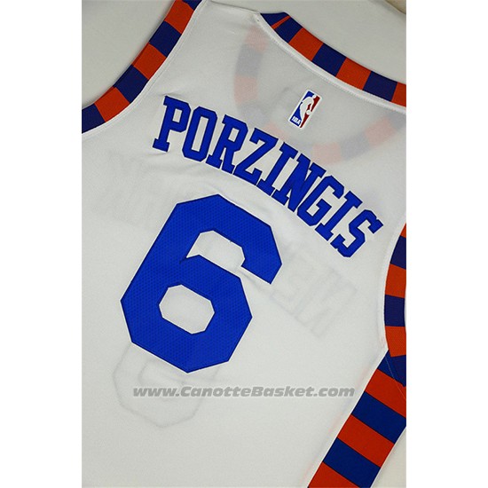 Maglia New York Knicks Kristaps Porzingis #6 Retro Bianco
